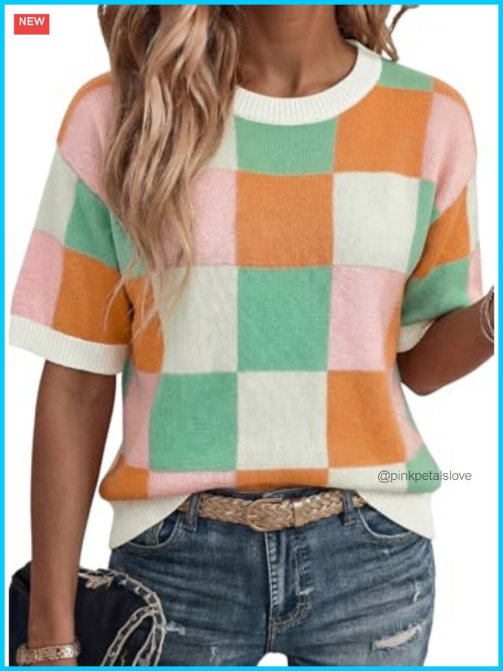 Cotton Knit Short Sleeve Tunic Top Casual Loose Fit Summer Sweater